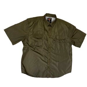NWOT Walnut Creek Mens XXL Vented Fishing Camping Short Sleeve Olive Green Shirt